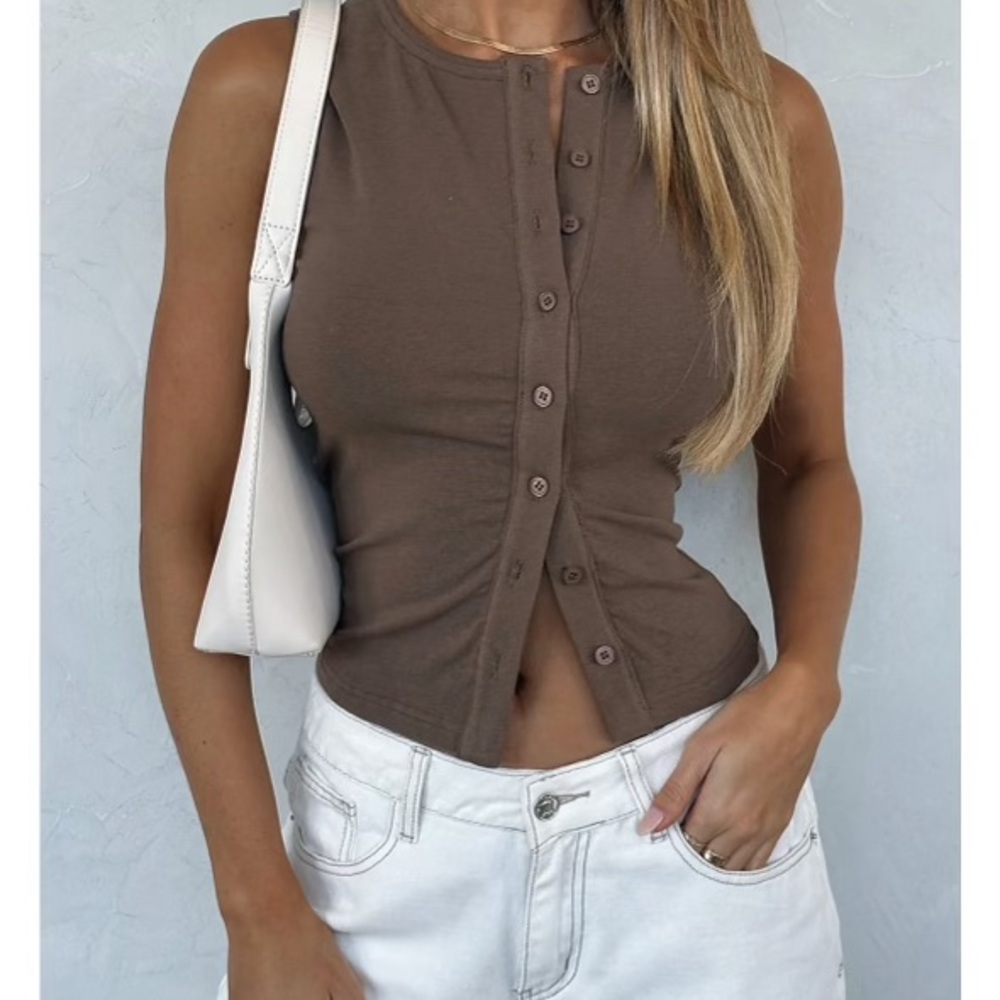 brown bottom up tank top